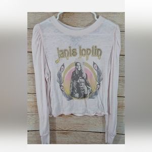 Recycled Karma Janis Joplin Pink Long Sleeve Graphic T Size Small EUC